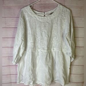 Alessia Pacini Made in Italy 100% Linen‎ Top Size Large